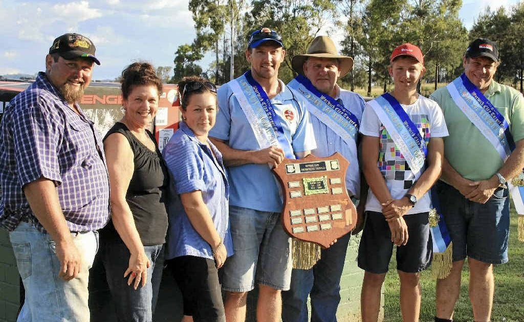 (From left) Michael (left) and Ann Loy and Gina Auger with the overall and four grade winners Shane Fitch (overall and AA-grade), Peter Mitchell (A-grade), Terry Heslin (B-grade) and Ross Henzell (C-grade) after the Robin Loy Memorial Shoot at the Warwick Clay Target Club. (From left) Michael (left) and Ann Loy and Gina Auger with the overall and four grade winners Shane Fitch (overall and AA-grade), Peter Mitchell (A-grade), Terry Heslin (B-grade) and Ross Henzell (C-grade) after the Robin Loy Memorial Shoot at the Warwick Clay Target Club.